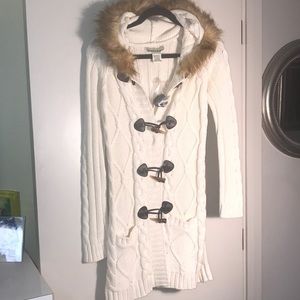 NWT Seventh Avenue Faux Fur Cable Knit Cardigan